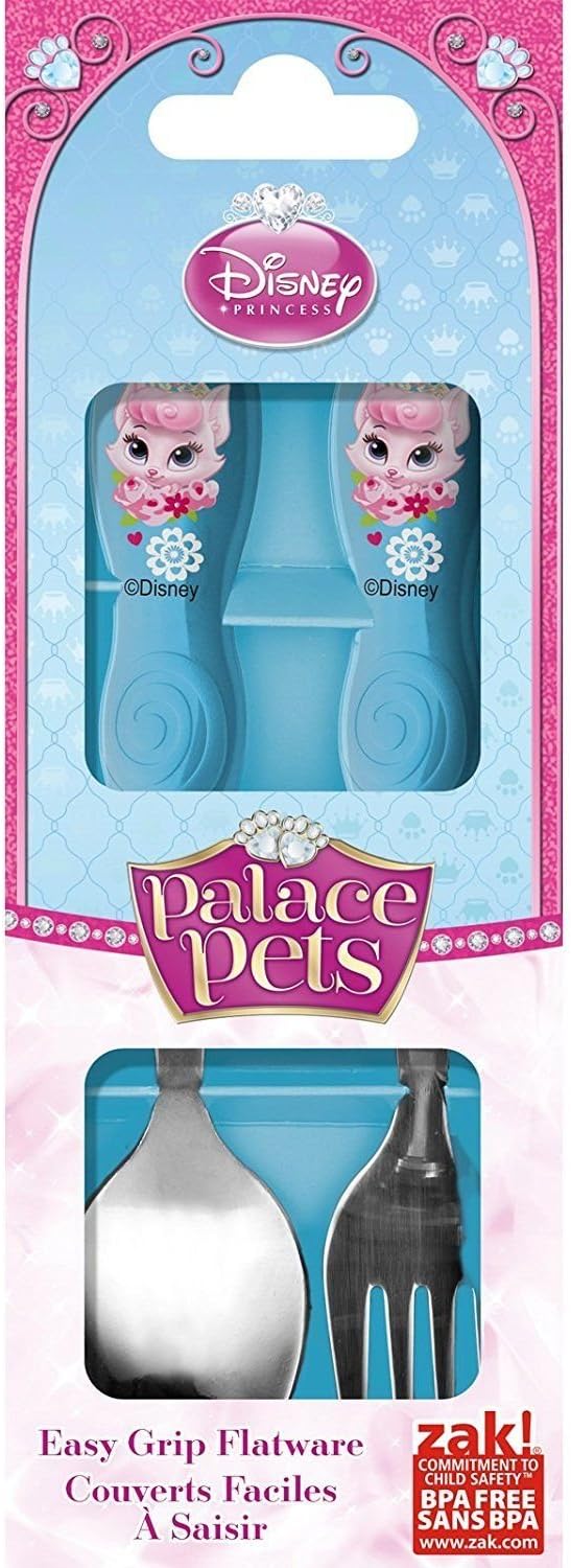 Zak Designs Easy Grip Children's Palace Pet Spoon and Fork Flatware, 2 yrs