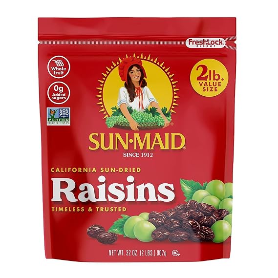 Sun-Maid Natural California Raisins Bag, 32-Ounce (Pack of 4)