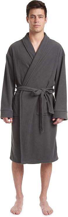 Cherokee mens Men's Luxurious Polyester Plush Robe, Black/Army Green/Navy
