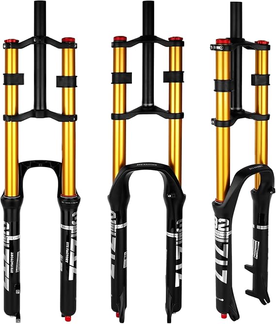 B Bolany Bicycle Suspension Fork 26/27.5/29 Inch Mountain Bike DH Air Double Shoulder Downhill Rappelling Shock Absorber Straight Tube Ultralight Bicycle Shock Absorber Rebound Adjustment