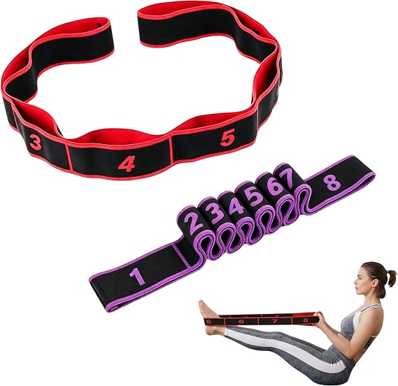 2Pcs Fitness Resistance Band, 8 Section Stretch Strap for Fitness and Yoga, Arm Leg Exercise Equipment for Home Training, Full Body Workout, Fitness Exercise Strap with Number - Range:90CM-180CM