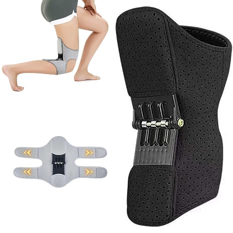 Knee Booster,2025 New Knee Assistive Device, KneeBooster Brace Joint Support Spring Stabilizer, KneeProtection Booster for Women Men Reduces Pressure on the Joint (Black-1pcs)