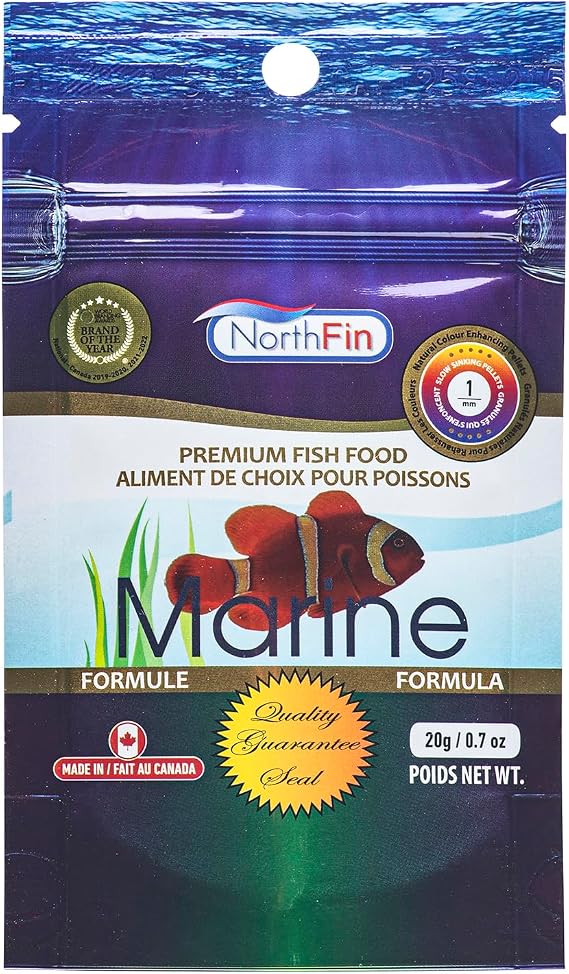 Northfin Marine Fish Food, Slow-Sinking Pellets, 1mm, 20g