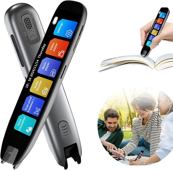 Scan Translator Pen 3.7 Inch Touchscreen Intelligent Reading Pen for 142 Languages Voice Translator Device Real-time Scan Reading Pen for Dyslexia Students Travelers