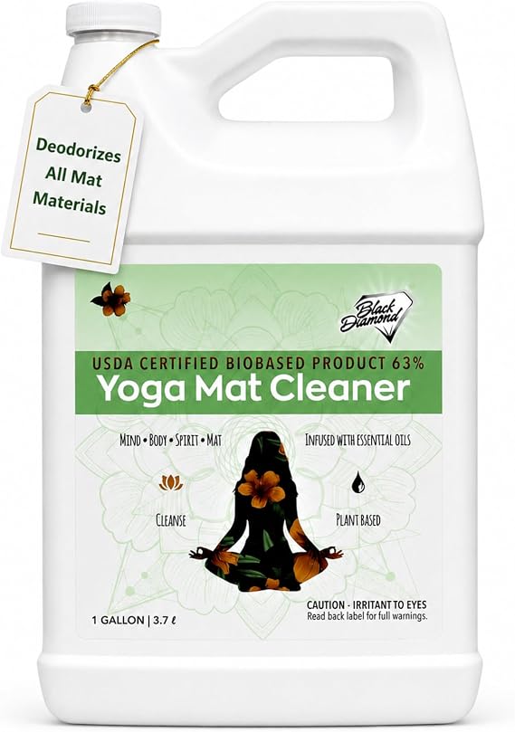 Black Diamond Stoneworks Yoga Mat Cleaner: USDA Certified BIOBASED- Essential Oils, Safe for All Type of Materials, Exercise, Pilates, or Workout Mats. (1-Gallon)