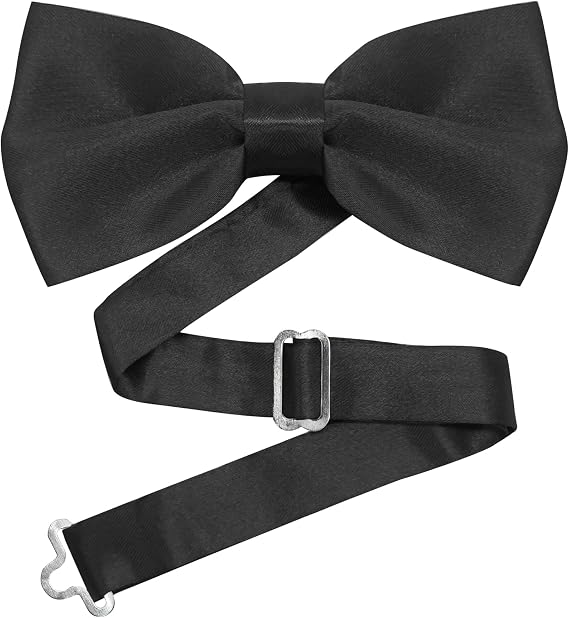 Adjustable Men Bow Tie Solid Color Formal Classic Pre-Tied Fastener Bowtie for Wedding, Party, Prom