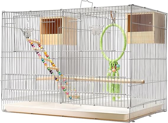 Flight Bird Cage, Flight Cage, 24 Inch Stainless Steel Bird Flight Cage with Rooftop Ladder for Cockatiels Parakeets Lovebirds