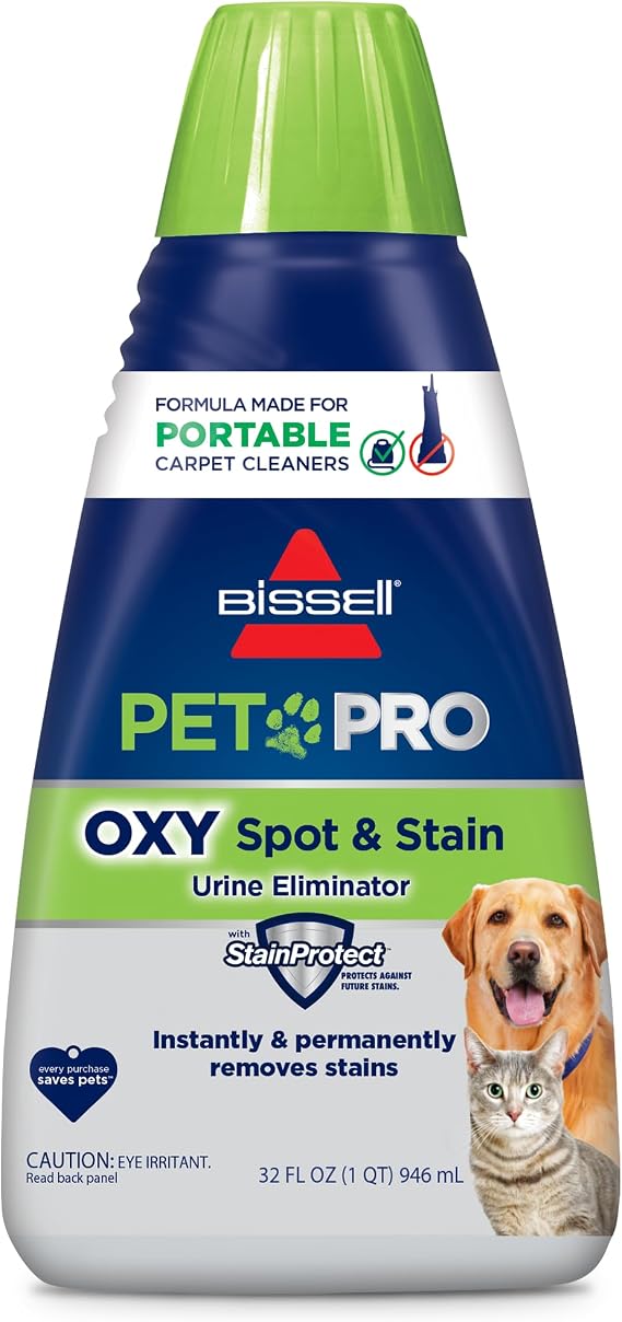 Bissell PET PRO OXY Spot & Stain Formula for Portable Carpet Cleaners, 32 oz., 2034 | PET PRO OXY targets pet stains & odors; 32 oz for portable carpet cleaners; professional formula