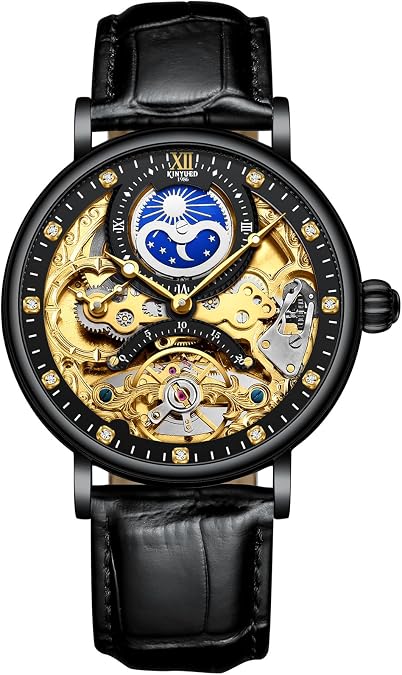 Skeleton Watches Mechanical Automatic Watch Men Tourbillon Sport Clock Casual Business Moon Phase Wrist Watch