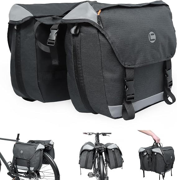 QYCHHJ Double Side Pannier Bags 25-35L Bike Rack Bags for Bicycles Rear Rack with Water-Resistant Zippers, Waterproof Bike Trunk Bag with Side Pockets Pannier Bag