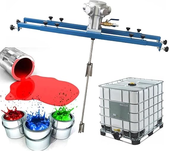 1HP IBC Air Agitator, 250 Gallon Paint Mixer, 1300RPM Professional Pneumatic Tank Mixer Machine, 1 Ton Stainless Steel Mixer, 250mm Impeller Diameter, Mixing Shaft Length 960mm, for Coating, Ink, Glue