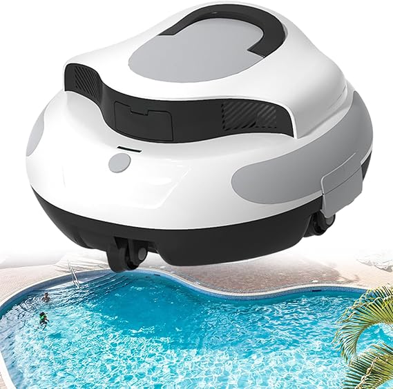 Automatic Robotic Pool Cleaner with 5000mAH Battery, Lasts 100Mins, Max Diving Depth 3m, IPX8 Waterproof Cordless Automatic Pool Cleaner