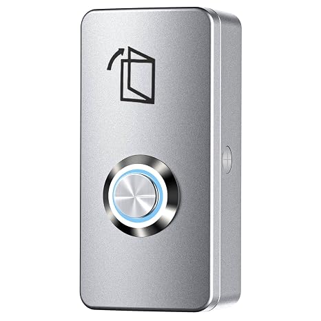 Push to Exit Button with LED Light for Door Access Control System Zinc Alloy Shell NO/COM Output Mini Size Classic Shape