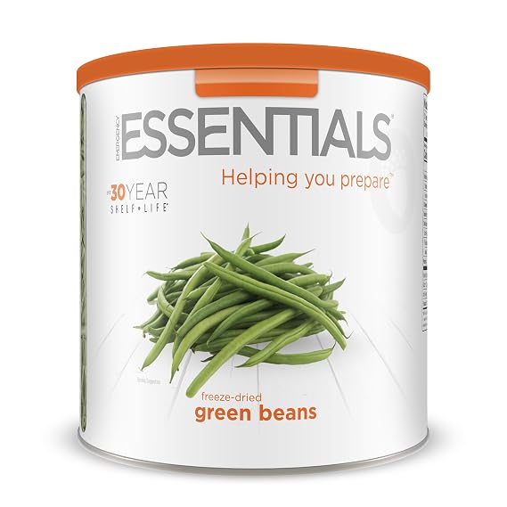 Emergency Essentials Freeze-Dried Green Beans #10 Can 21 Servings Emergency Food with 30-Year Shelf Life Great for Food Storage and Everyday Use No Additives or Preservatives Made in USA