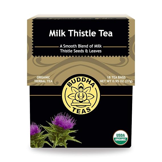 Buddha Teas - Organic Milk Thistle Tea - Herbal Tea - Single Ingredient - Mild, Earthy, Nutty Taste - Enjoy Hot or Cold - Caffeine Free - 100% Kosher & Non-GMO - 18 Tea Bags (Pack of 1)
