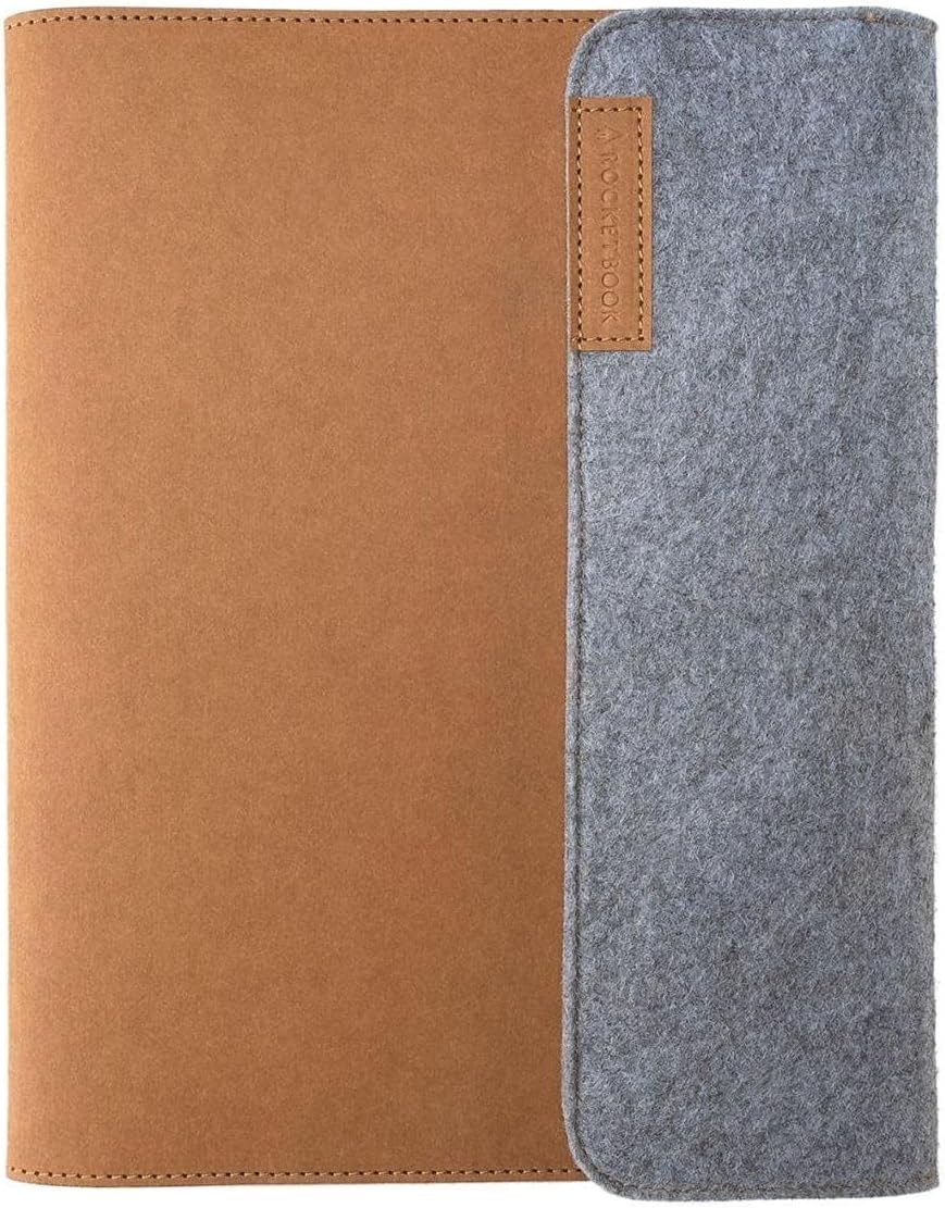 Rocketbook Smart Notebook Folio Cover - 100% Recyclable, Biodegradable Cover with Pen Holder, Magnetic Clasp & Inner Storage - Mars Sand Tan, Executive Size 6 x 8.8