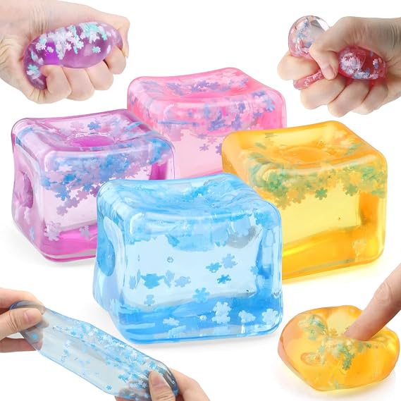 Chridark 4 Pcs Stress Cube Sensory Squishy Toys for Adults Kids | Square Fidget Balls, Gifts for All Ages Adults Kid Teens, Squeeze Toy, Anxiety Relief Stress Cube for Office Travel Classroom
