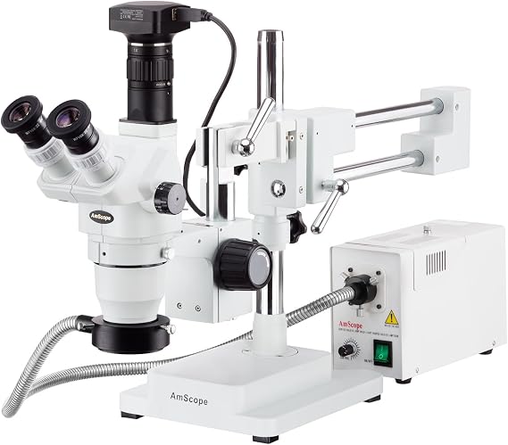 AmScope ZM-4TW3-FOR-20MBI3 225X Trinocular Boom Stand Stereo Zoom