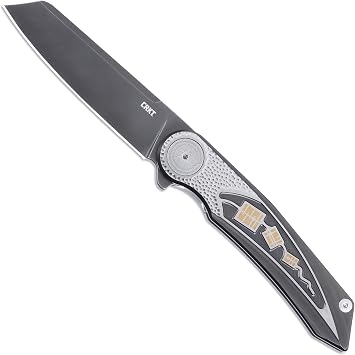 CRKT Fortuitous Folding Knife: Sheepsfoot with MagnaCut Steel Blade, Titanium Handle, Liner Lock, 4014