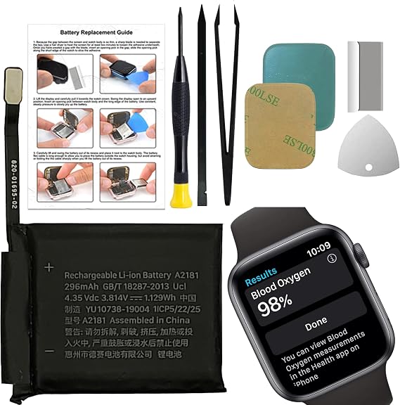 New Battery Replacement A2181 Compatible with Apple Watch Series 5th 44mm, with Instruction & Tools