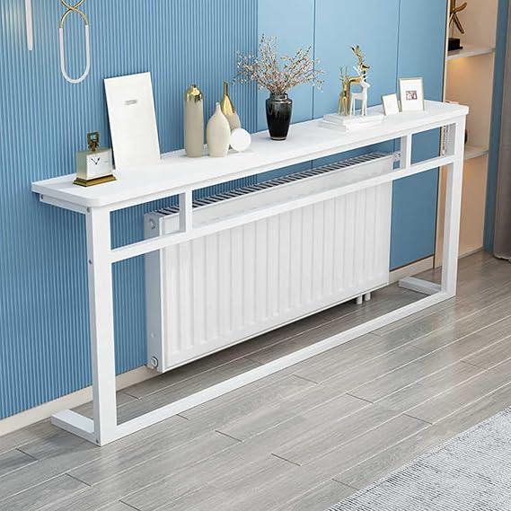 Console Table, Sofa Table, Narrow Entryway Table, Table with Storage, Behind Couch Table, Long Sofa Table, Metal Frame, Display Shelf for Entry Way, Hallway, Living Room(White,L120xW20cm/L47