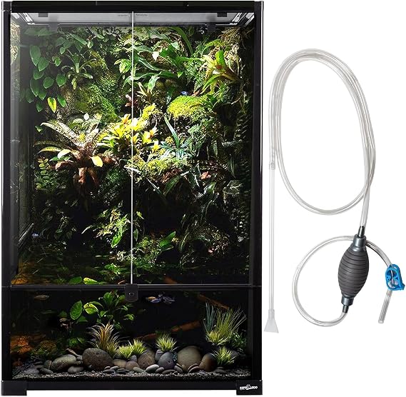 REPTI ZOO 67 Gallon Glass Terrarium Tank,Knock-Down Paludarium Large Terrarium 24"x18"x 36,Bio Deep Base 10, Double Hinge Door, Siphon Gravel Cleaner Set Included