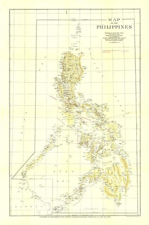 National Geographic: Philippines 1905 - Historic Wall Map Series - 23.75 x 36 inches - Rolled Canvas