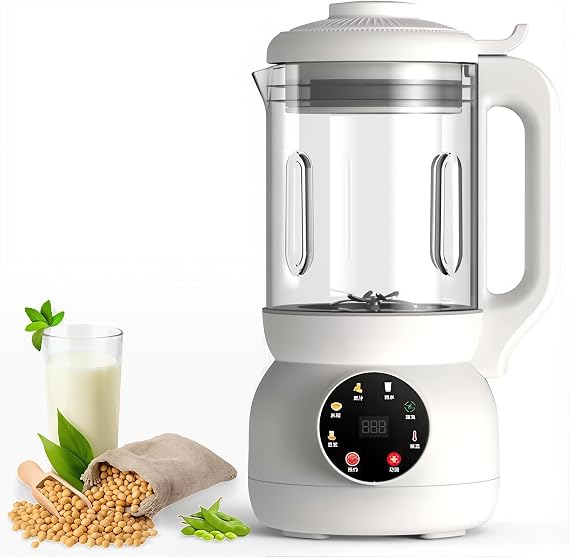 Nut Milk Maker Machine, 1000ml 7-in-1 Glass Plant Based Soy Milk Maker with 10 Blades, One Button Start, 12 Hour Smart Reservation for Home Use