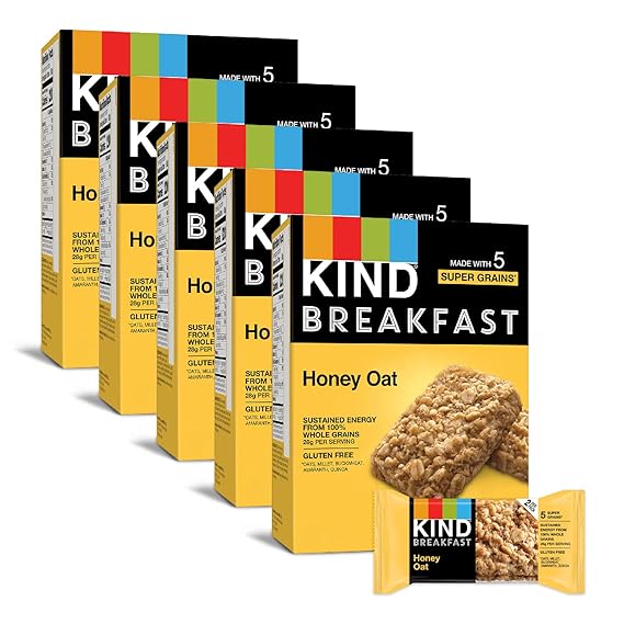 KIND Breakfast Bars, Honey Oat, Healthy Snacks, Gluten Free, 100% Whole Grains, 3g Protein, 30 Count