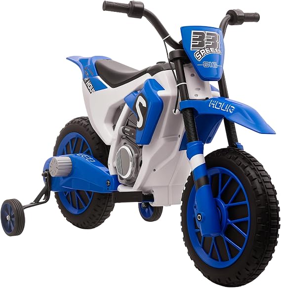 Aosom 12V Kids Motorcycle w/Treaded Tires, 5mph Top Speed for Kids, Blue