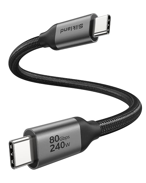 Silkland USB 4 for Thunderbolt 5 Cable 1FT, 80Gbps USB C Data Cable, 240W