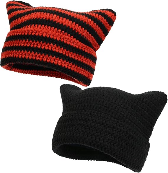 Women Beanie Warm Winter Hats, Soft Knit Lazy Beanie for Women, Women Cat Beanie,Women Fox hat, Slouchy Beanies for Women