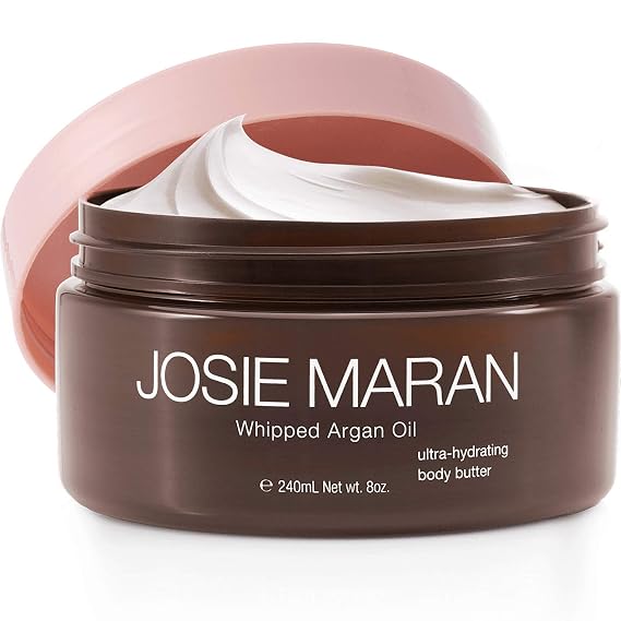 Josie Maran Whipped Argan Oil Body Butter - Immediate, Lightweight, and Long-Lasting Nourishment to Soften and Hydrate Skin (240ml/8.0oz, Sweet Citrus)