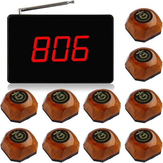SINGCALL Wireless Restaurant Calling Pager System, 1 Receiver and 10 Bells