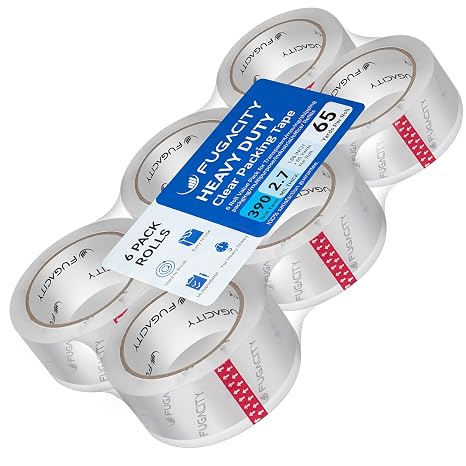 FugaCity Clear Packing Tape Refills 36 Rolls,Heavy Duty Packaging Tape for Moving Sealing, Moving Supplies,2.7 Mil Thick, 1.88 in Wide,65 Yards Per