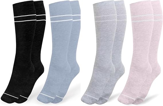 Kindred Bravely Compression Socks 4-Pack Bundle | Graduated Compression Socks for Circulation Pregnancy Travel (Large)