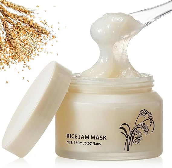 Rice Jam Mask, Korean Skin Care Mask for Face & Body, Rice Korean Face Mask for Deep Cleansing, Exfoliating & Radiant Skin, Natural Hydrating Moisturizing Face Ma sk, Smooth Skin