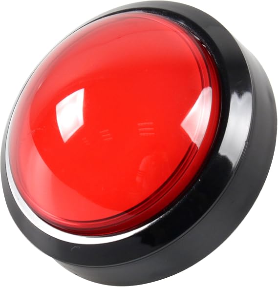 Arcade Buttons EG STARTS 100mm Big Dome Convex Type LED Lit Illuminated Push Button for Arcade Machine Video Games Parts & Red DC 12V