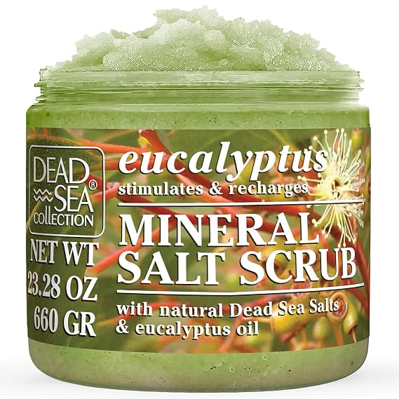 Dead Sea Collection Eucalyptus Salt Scrub Exfoliating Body Scrub for Women Moisturizing and Nourishing Skin with Pure Oils and Dead Sea Minerals (23.28 Oz)