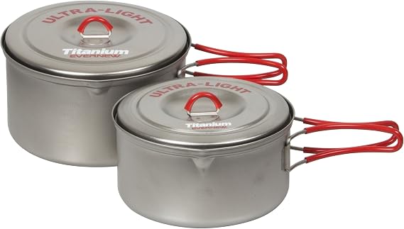 EVERNEW Titanium Ultralight Pot Set, Medium, Red
