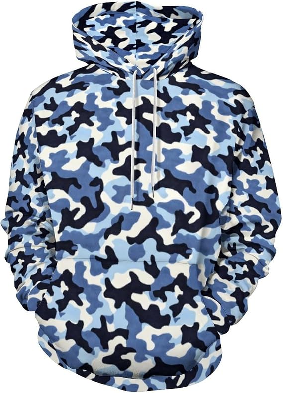 Mens Cool Camo Print Pullover Hoodies Camouflage Long Sleeve Lightweight Casual Hoodie Sweatshirts