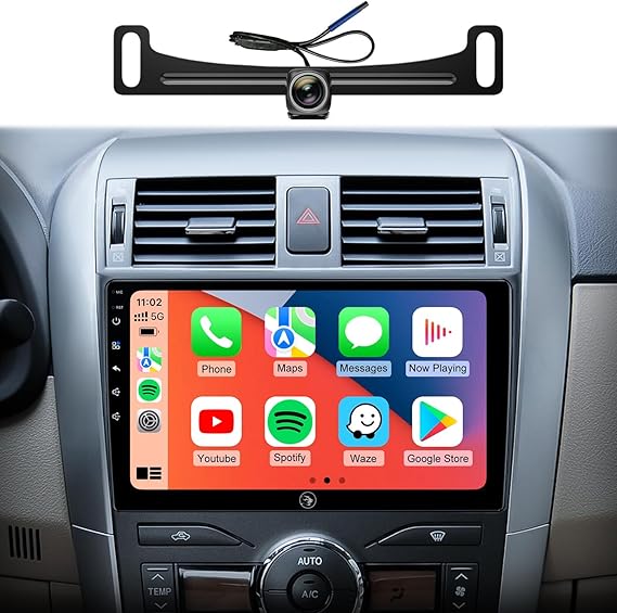 5G WiFi Android Car Stereo for Toyota Corolla 2008 2009 2010 2011 2012, 9 Inch IPS HD Touch Screen Car Radio Wireless CarPlay Android Auto, GPS FMSWC Bluetooth 1080P Backup Camera