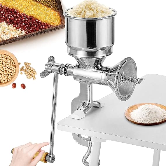 Moongiantgo Hand Grain Mill Manual Coffee Grinder Coarseness Adjustable Stainless Steel Hand Crank Grinding Tool with Table Clamp for Rice Spices Pepper Beans | Coarseness Adjustable, Hand Crank Grinding Tool with Table Clamp, Manual Coffee Grinder for Rice Spices Pepper Beans