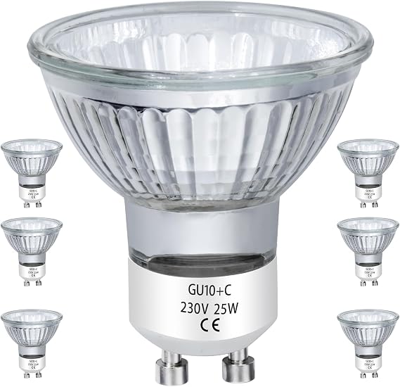Halogen Bulbs 25 W 230 V MR16 for Track Built-in Accent Lighting Ceiling Light Extractor Hood Dimmable Warm White Pack of 6