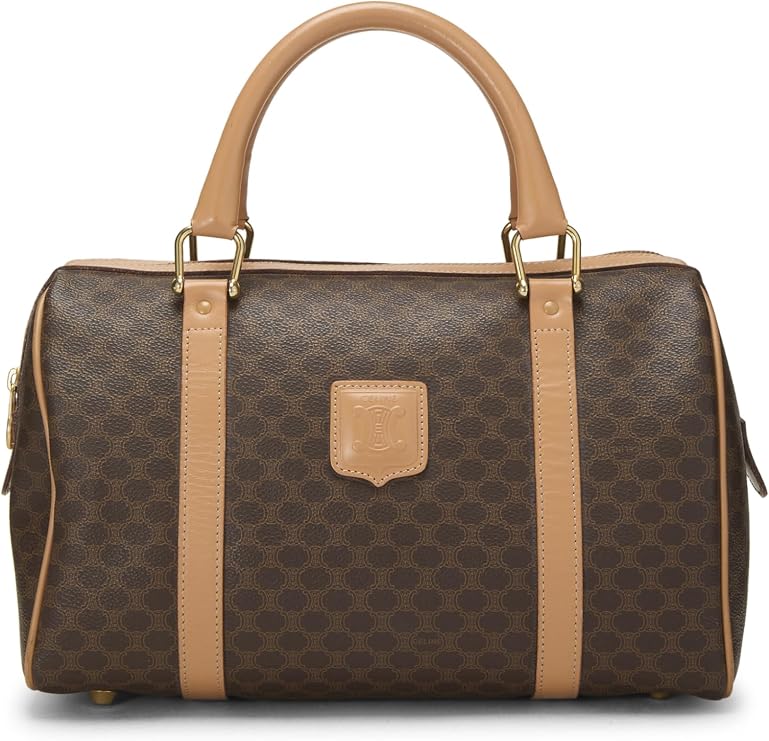 Celine, Pre-loved Brown Coated Canvas Macadam Boston, Brown