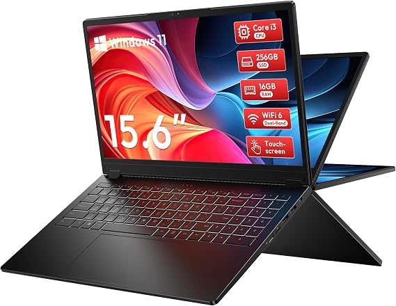 15.6" 2-in-1 Touchscreen Laptop with Windows 11, i3-10100Y, 16GB, 256GB SSD