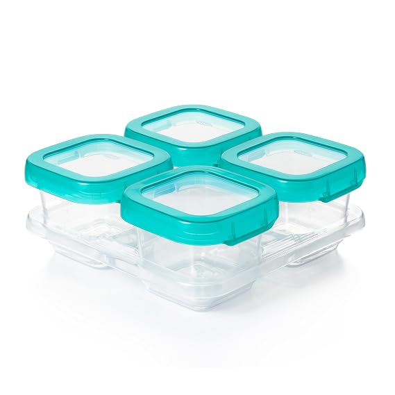 OXO Tot Baby Blocks Food Storage Containers, Teal, 6 oz