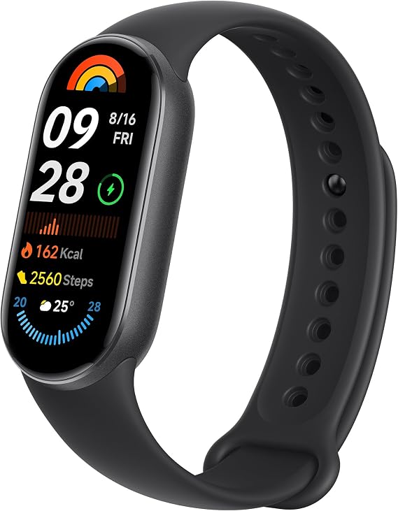 XIAOMI Smart Band 9 Fitness Tracker AMOLED Display with 1200 Nits Sp02 Tracking Sleep and Heart Rate Monitor Notifications 5ATM Waterproof Mi Fit App Midnight Black