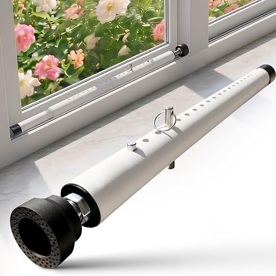 Sliding Door Security Bar 18"-51", Adjustable Sliding Door Lock Security Bar, Window Security Bars Inside for Sliding Glass Door Home Apartment Safety, Burglar Proof - White