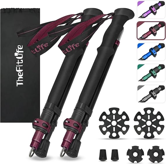 TheFitLife Folding Trekking Poles for Hiking, Lightweight Walking Sticks